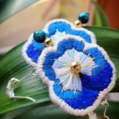 Boucles d'oreilles pensées bleues